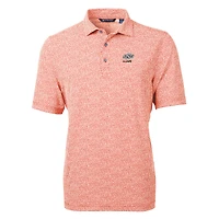 Men's Cutter & Buck  Orange Oklahoma State Cowboys Alumni Logo DryTec Virtue Eco Pique Botanical Print Recycled Polo