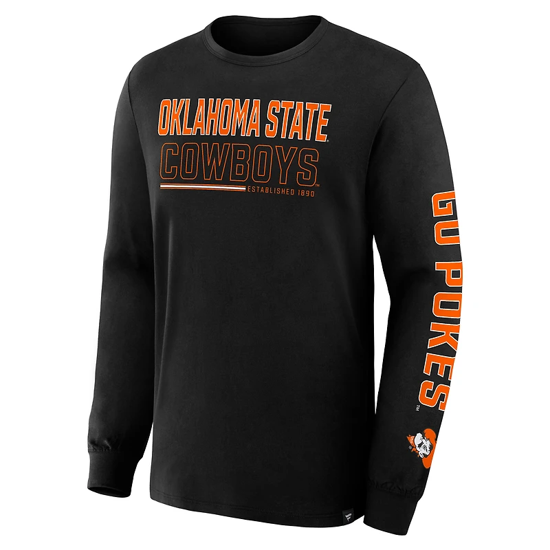 Men's Fanatics Black Oklahoma State Cowboys Quad Fuel The Fire Long Sleeve T-Shirt