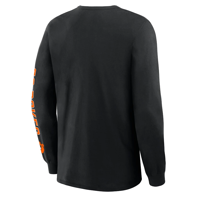 Men's Fanatics Black Oklahoma State Cowboys Quad Fuel The Fire Long Sleeve T-Shirt