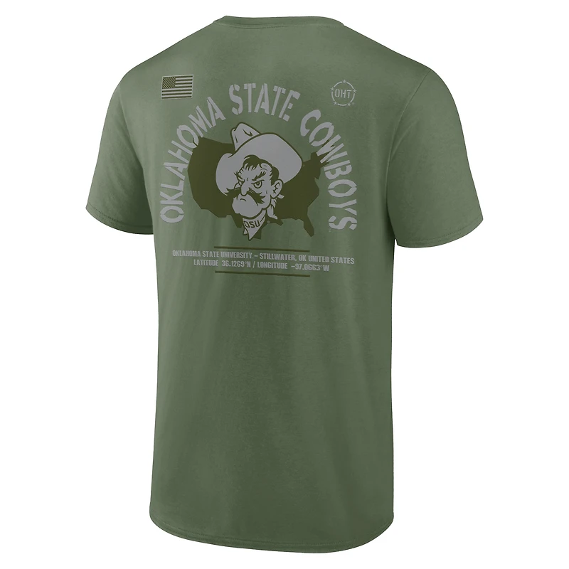T-shirt Fanatics Olive Oklahoma State Cowboys OHT Military Appreciation Base pour hommes