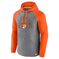 Sweat à capuche raglan orange/gris chiné fanatiques pour hommes des Cowboys de l'Oklahoma State