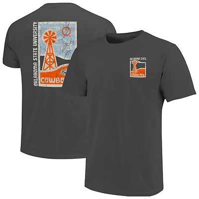 Men's  Graphite Oklahoma State Cowboys Comfort Colors Minimal Vista Distressed Graphics T-Shirt