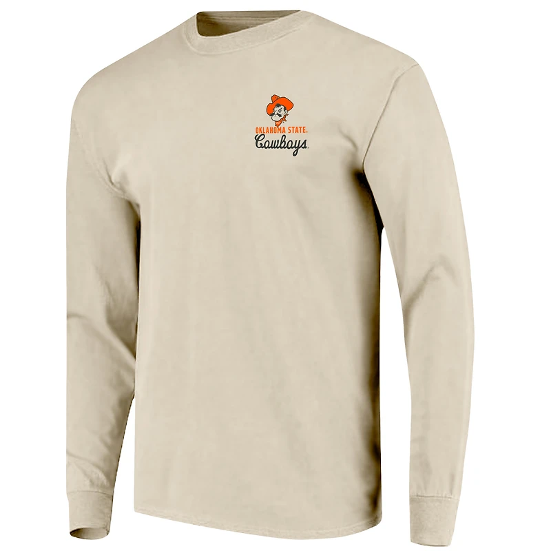 Men's Natural Oklahoma State Cowboys Comfort Colors Mascot Overlay Long Sleeve T-Shirt