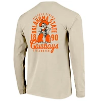 Men's Natural Oklahoma State Cowboys Comfort Colors Mascot Overlay Long Sleeve T-Shirt