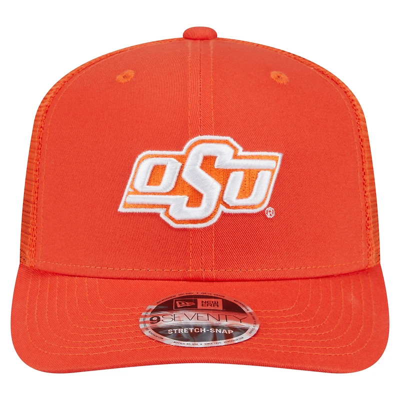 Casquette camionneur extensible à boutons-pression orange New Era 9SEVENTY des Cowboys de l'État de l'Oklahoma pour homme