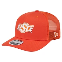 Casquette camionneur extensible à boutons-pression orange New Era 9SEVENTY des Cowboys de l'État de l'Oklahoma pour homme