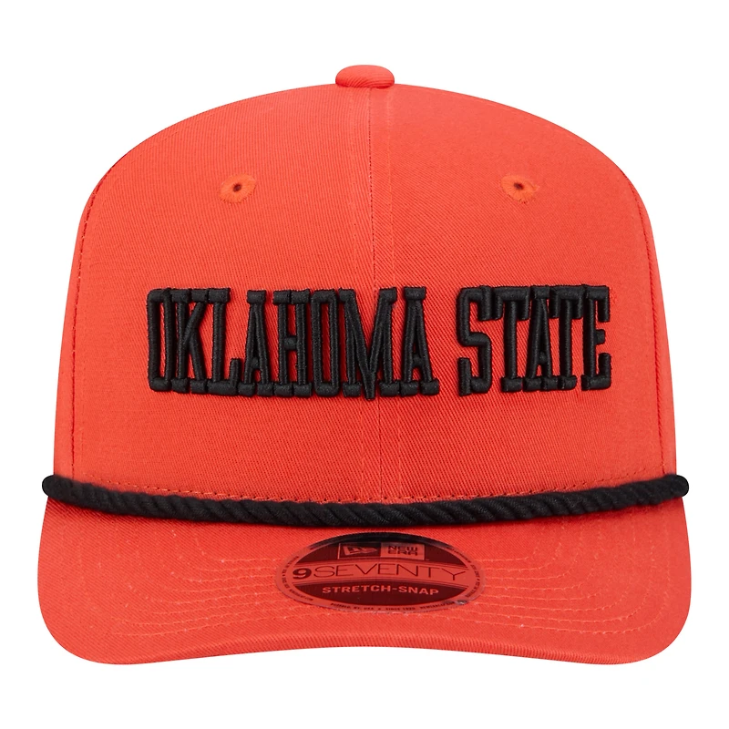 Men's New Era Orange Oklahoma State Cowboys Wordmark Rope 9SEVENTY Stretch-Snap Hat