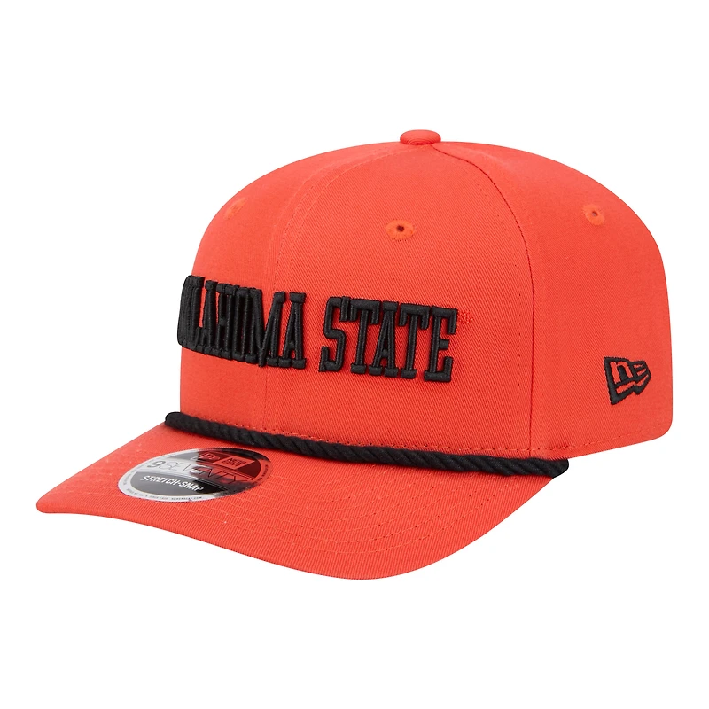 Casquette New Era orange Oklahoma State Cowboys Wordmark Rope 9SEVENTY pour homme