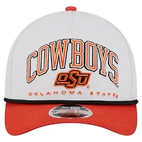 Men's New Era White/Orange Oklahoma State Cowboys Arch Two-Tone Rope 9FORTY A-Frame M-Crown Adjustable Hat