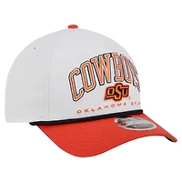 Men's New Era White/Orange Oklahoma State Cowboys Arch Two-Tone Rope 9FORTY A-Frame M-Crown Adjustable Hat