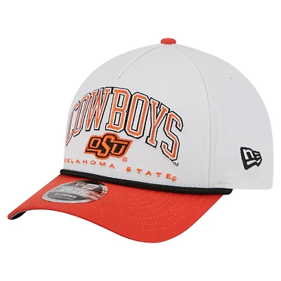 Casquette ajustable New Era 9FORTY A-Frame M-Crown pour homme, blanche/orange, avec motif Arch et corde bicolore, des Cowboys de l'Oklahoma State
