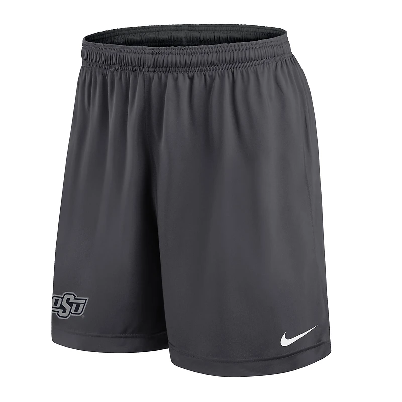 Short Nike noir/gris pour homme Oklahoma State Cowboys 2025 Sideline Performance réversible
