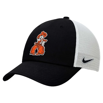 Casquette ajustable Nike Vintage Club Trucker pour homme, noire/blanche, Oklahoma State Cowboys