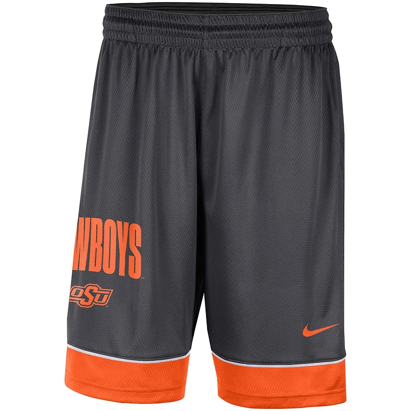 Short Fast Break pour Homme Oklahoma State Cowboys Nike Anthracite/Orange
