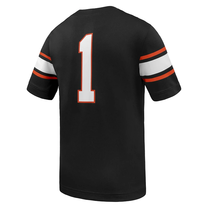Maillot de football américain Nike n°1 noir des Oklahoma State Cowboys pour homme