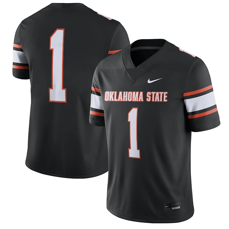 Maillot de match Nike n°1 noir des Oklahoma State Cowboys pour hommes