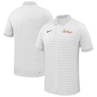 Polo Nike blanc à rayures Victory pour homme, équipe de début saison 2025 des Cowboys l'Oklahoma State, l'entraîneur