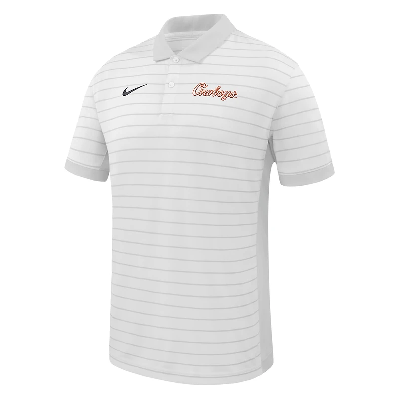 Men's Nike White Oklahoma State Cowboys 2025 Early Season Coaches Sideline Victory Stripe Performance Polo
