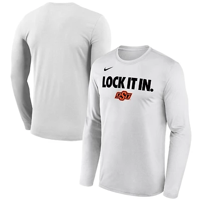 Men's Nike White Oklahoma State Cowboys 2026 On-Court Bench Long Sleeve T-Shirt