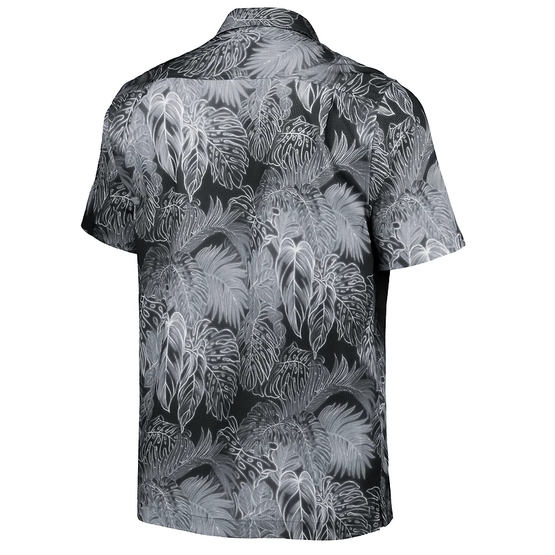Men's Tommy Bahama Black Oklahoma State Cowboys Coast Luminescent Fronds IslandZone Button-Up Camp Shirt