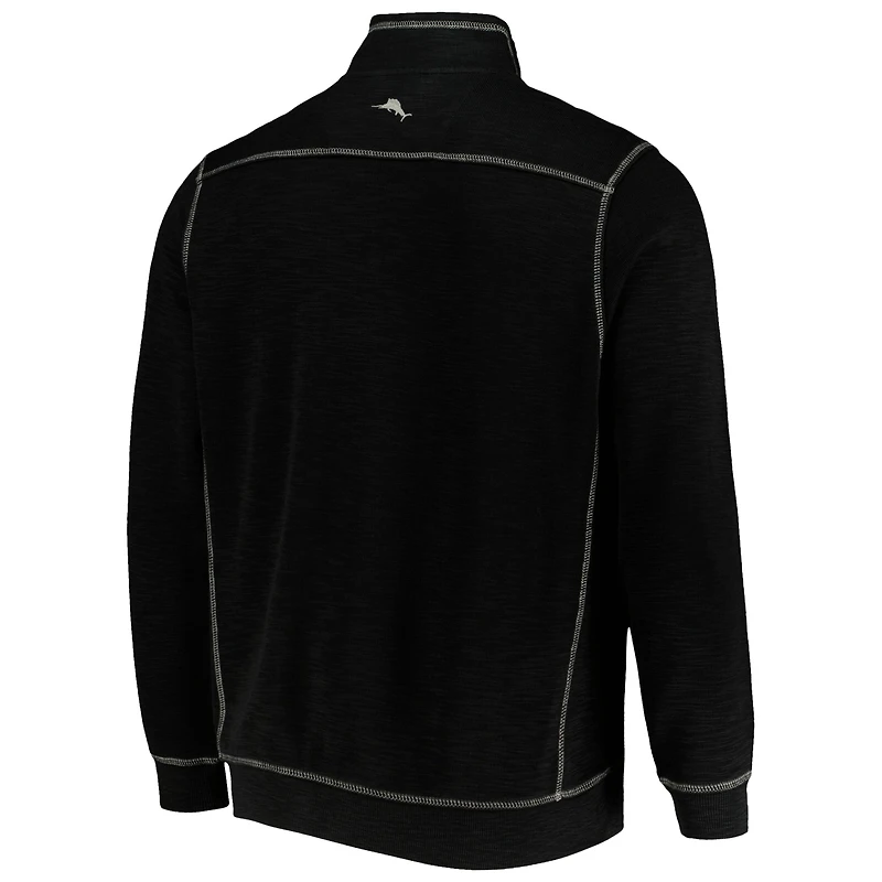 Men's Tommy Bahama Black Oklahoma State Cowboys Sport Tobago Bay Tri-Blend Mock Neck Half-Zip Jacket