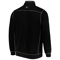 Men's Tommy Bahama Black Oklahoma State Cowboys Sport Tobago Bay Tri-Blend Mock Neck Half-Zip Jacket