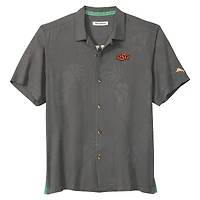 Men's Tommy Bahama Gray Oklahoma State Cowboys Catch of the Day Camp IslandZone Button-Up Shirt