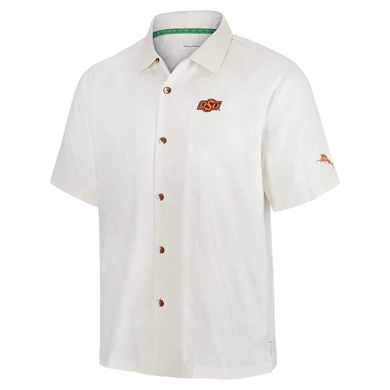 Chemise boutonnée blanche pour homme Tommy Bahama Oklahoma State Cowboys Coconut Matchup Camp