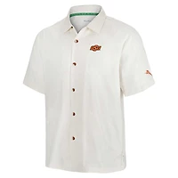 Chemise boutonnée blanche pour homme Tommy Bahama Oklahoma State Cowboys Coconut Matchup Camp
