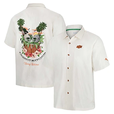 Chemise boutonnée blanche pour homme Tommy Bahama Oklahoma State Cowboys Coconut Matchup Camp