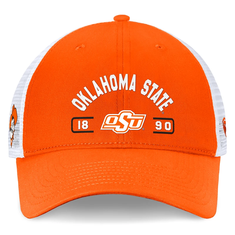 Casquette réglable pour hommes Top of the World orange/blanc Oklahoma State Cowboys Free Kick Trucker