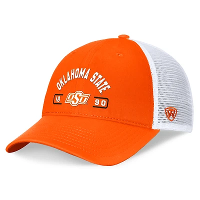 Casquette réglable pour hommes Top of the World orange/blanc Oklahoma State Cowboys Free Kick Trucker