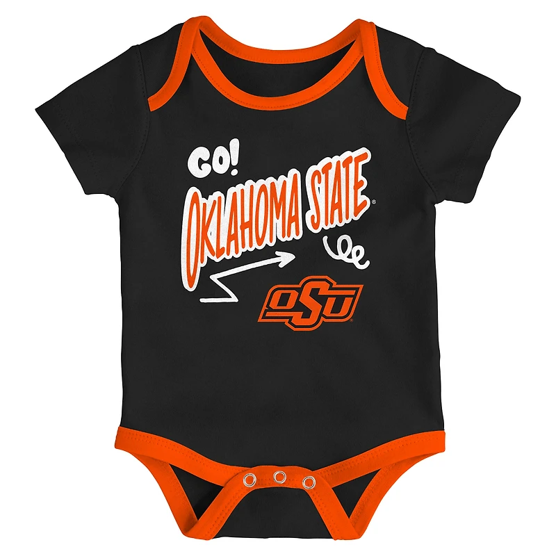 Newborn & Infant Outerstuff Oklahoma State Cowboys Three-Pack All Day Play Bodysuit Set