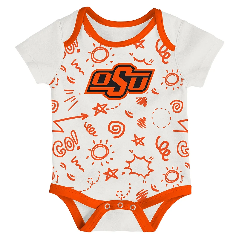 Ensemble de trois bodies pour nouveau-nés et nourrissons Outerstuff Oklahoma State Cowboys
