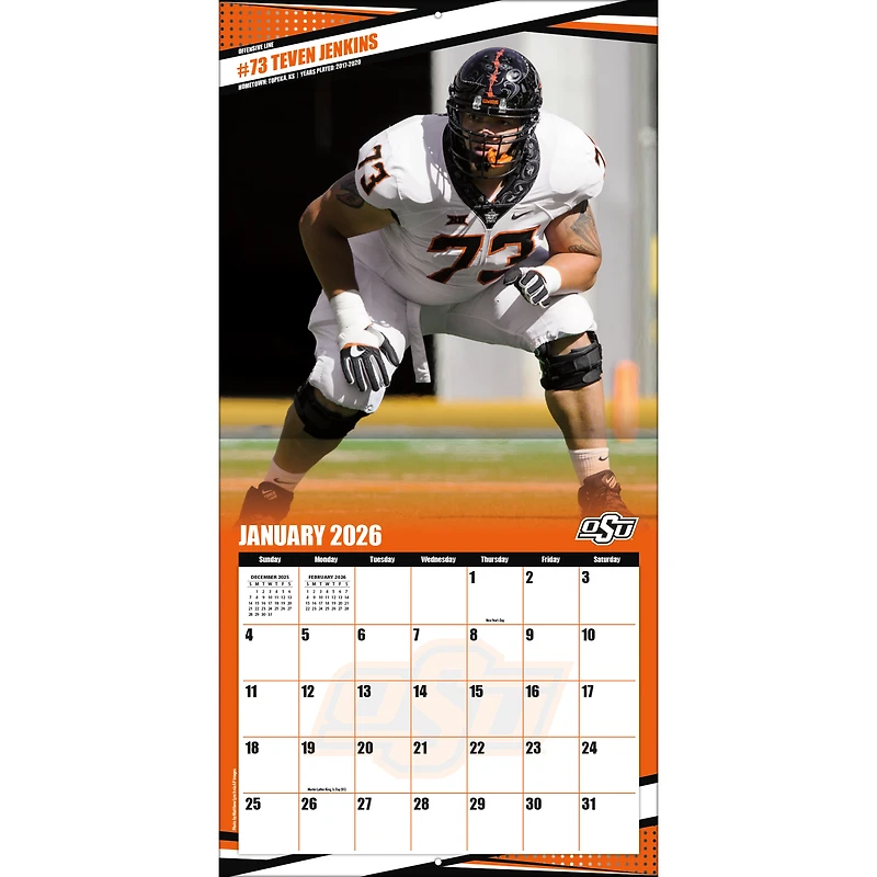 Oklahoma State Cowboys 12” x 12” 2026 Team Wall Calendar