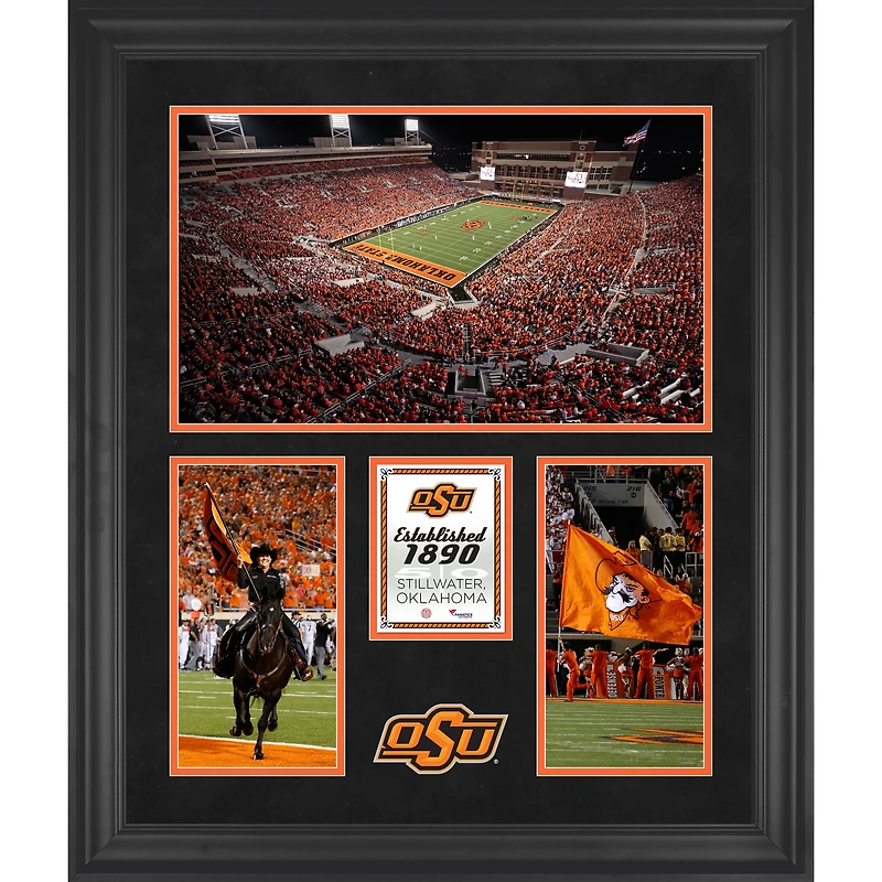 Collage encadré à 3 ouvertures du stade Boone Pickens des Cowboys de l'État de l'Oklahoma 20'' x 24''