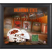 Collage encadré 15'' x 17'' des Cowboys de l'État de l'Oklahoma avec du gazon utilisé lors du match du stade Boone Pickens