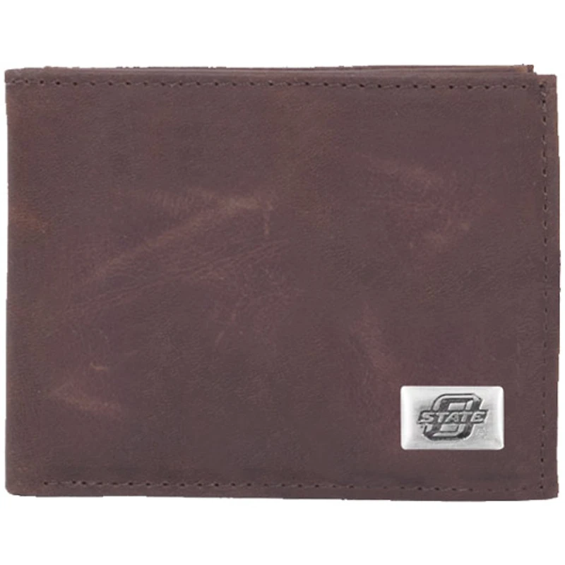 Oklahoma State Cowboys Leather Billfold with Concho - Brown