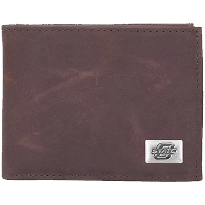Oklahoma State Cowboys Leather Billfold with Concho - Brown