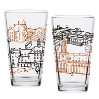 Pack de deux Cowboys de l'État d'Oklahoma 16oz. Ensemble de verres à pinte Campus Line Art