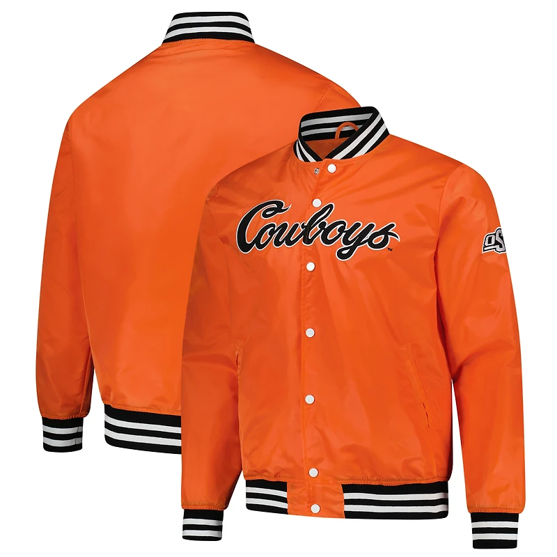 Unisex Charlie Hustle Orange Oklahoma State Cowboys Script Full-Snap Varsity Jacket