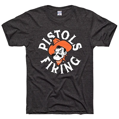 T-shirt unisexe Charlie Hustle noir Oklahoma State Cowboys Pistols Firing Tri-Blend