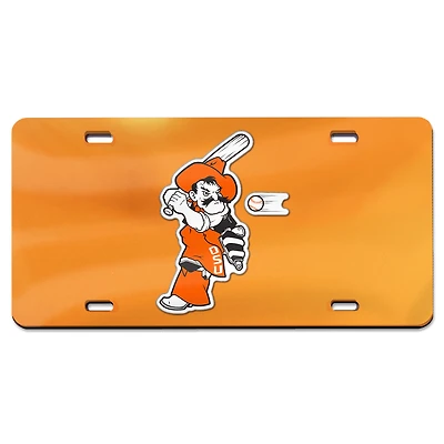 WinCraft Orange Oklahoma State Cowboys Baseball Pete Swing Plaque d'immatriculation en acrylique découpée au laser