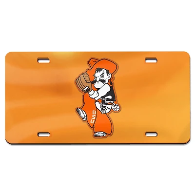 WinCraft Orange Oklahoma State Cowboys Baseball Pete Wind Up Plaque d'immatriculation en acrylique découpée au laser