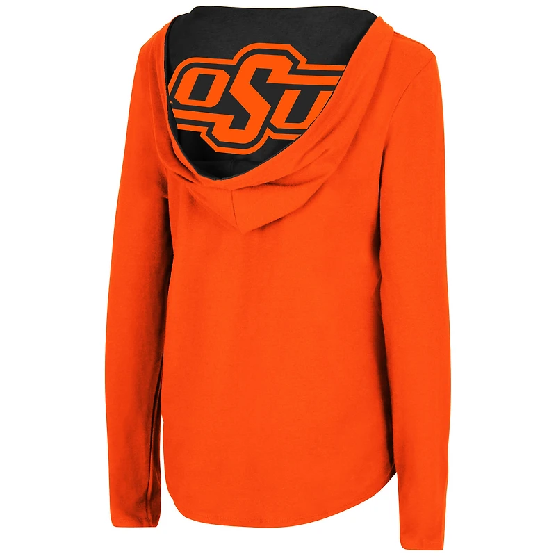 T-shirt à manches longues capuche Catalina des Oklahoma State Cowboys, couleur orange Colosseum, pour femmes