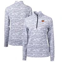Pull-over à col zippé Cutter & Buck Charcoal Oklahoma State Cowboys Traverse Camo pour femme