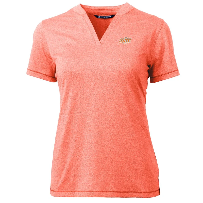 Haut à col en V Forge Blade pour femme, orange chiné, des Cowboys de l'Oklahoma State, Cutter & Buck