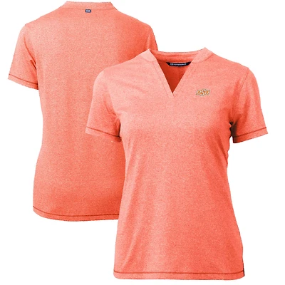 T-shirt à col en V Cutter & Buck pour femme, couleur orange chiné, motif Oklahoma State Cowboys Forge Blade