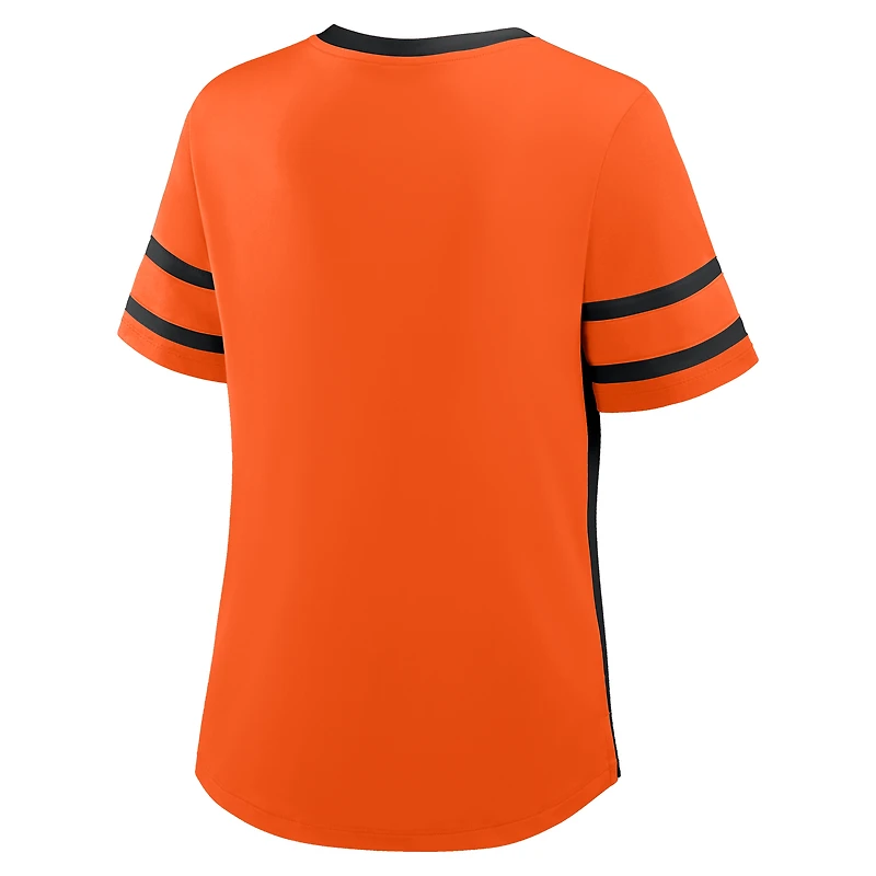 T-shirt à lacets Fanatics orange/noir pour femme des Cowboys de l'État l'Oklahoma « Be Fearless Athena »