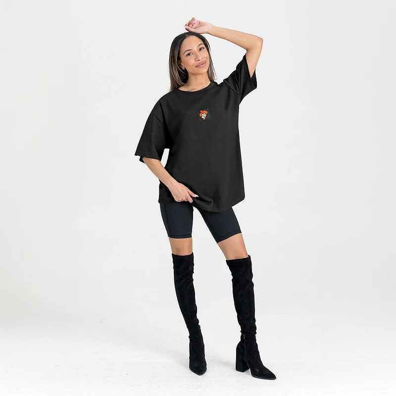 T-shirt surdimensionné noir Gameday Couture pour femme des Cowboys de l'État l'Oklahoma
